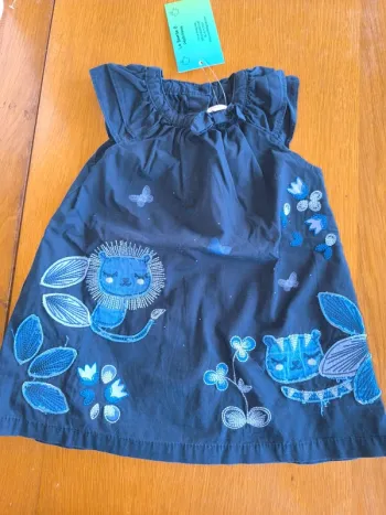 318210 robe bleue marine fille 9 mois dpam