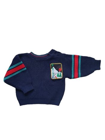 Baby Club (C&A) - Pull tricot à longues manches, col rond - Vintage - (12 mois)