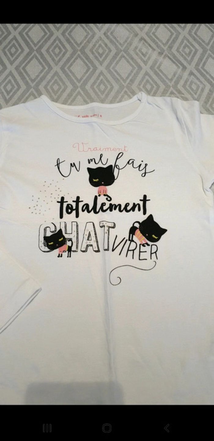 T-shirt manches longues 8 ans chat - photo numéro 2