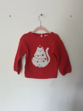 Pull chat Noël hiver A1260
