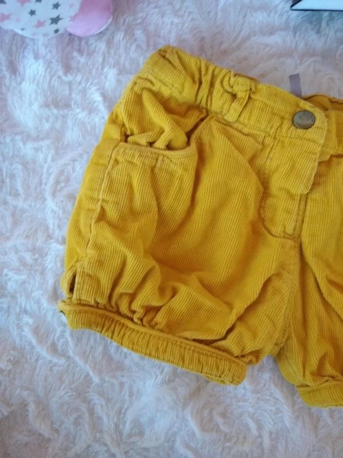 Short Fille 18 mois velours jaune moutarde Orchestra 100% coton - photo numéro 3