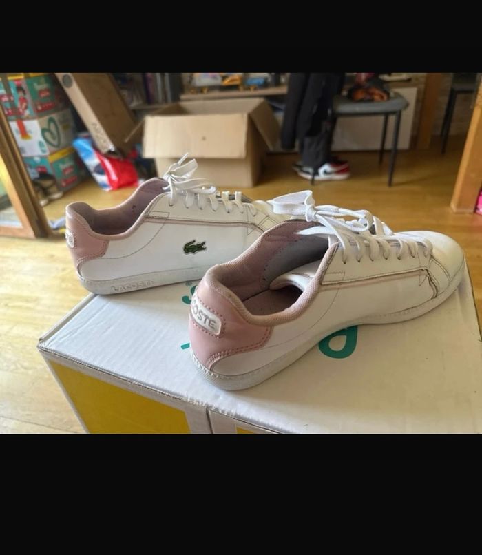 Chaussures basket Femme, Lacoste, blanc et rose - photo numéro 2