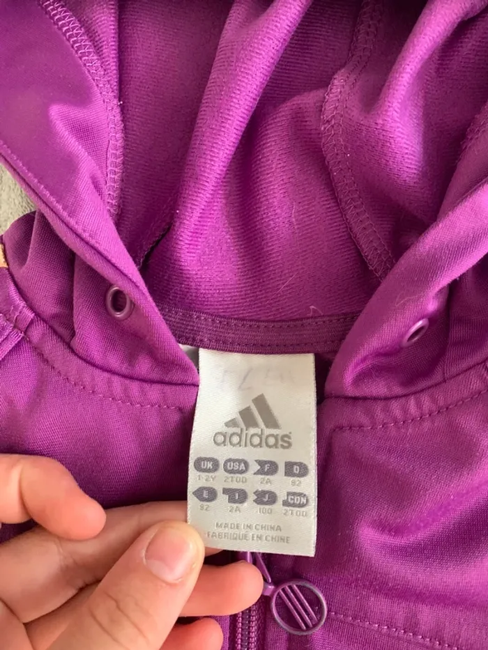 Veste à capuche Adidas enfant violet rayures roses - photo numéro 6
