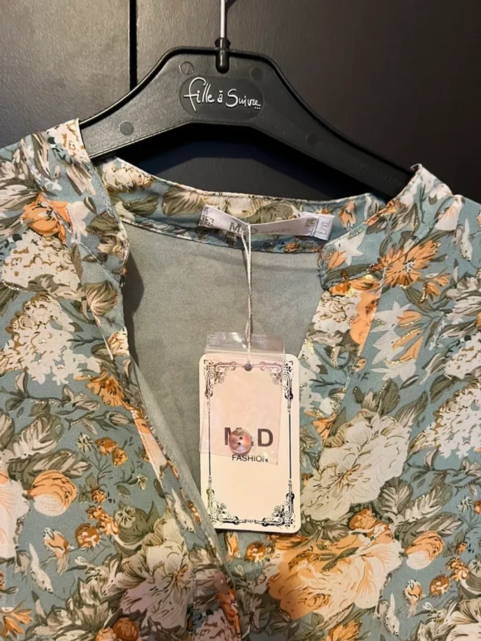 Robe imprimée bleue et orange neuve L/XL - photo numéro 4