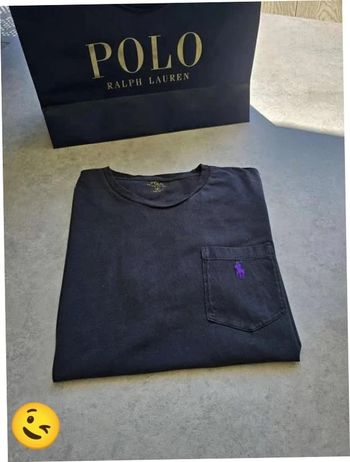 T-shirt Ralph Lauren S coupe col rond noir Homme Men tee107