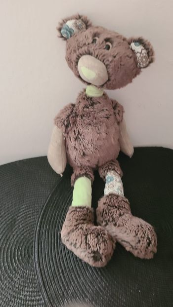 doudou peluche ours basile forest angels marron vert TRUDI