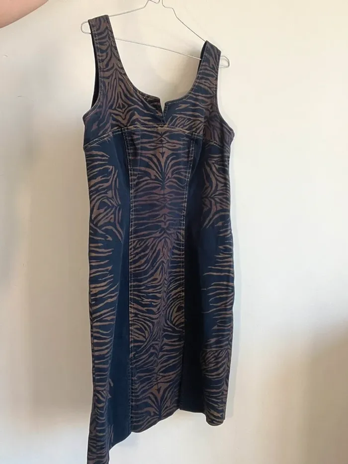 Robe vintage en jean à motifs taille L - photo numéro 6