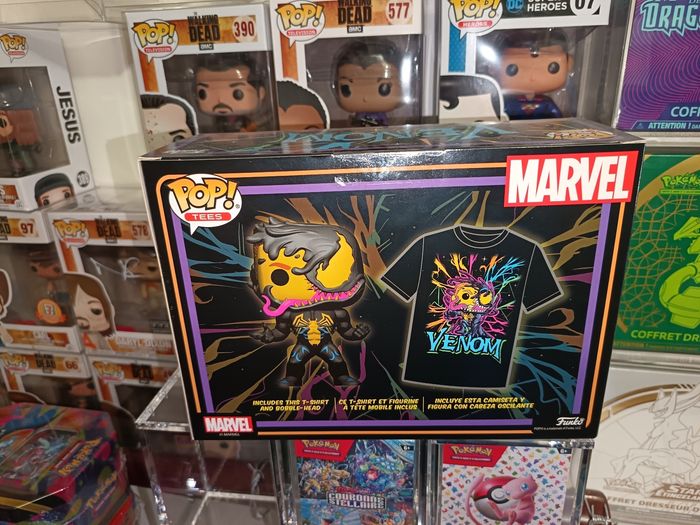 Pop funko figurine tees - venom blacklight + t-shirt - photo numéro 2