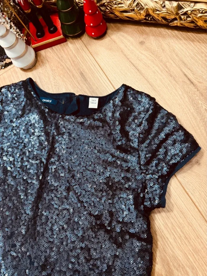 Taille 10 ans robe fête fille Okaidi bleu * sequins * 🎄 - photo numéro 2