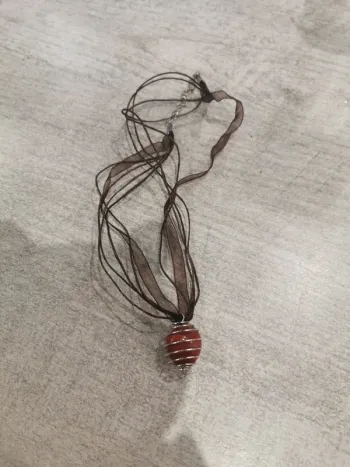 Collier pierre naturelle jaspe rouge