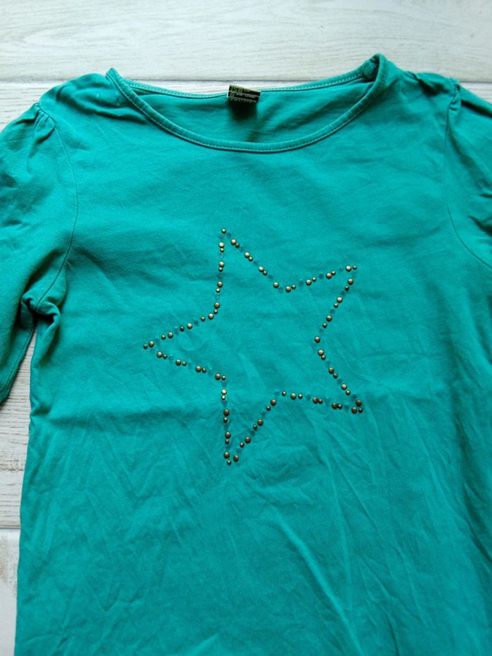 T-shirt vert manches longues motif étoile Tao 8 ans - photo numéro 2