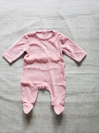 Grenouillère Kiabi velours 3 mois rose