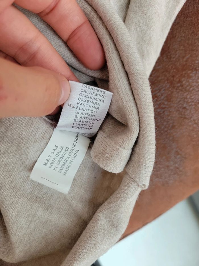 Pull beige taille 49 50 en cachemire laine léger chaud doux - photo numéro 8