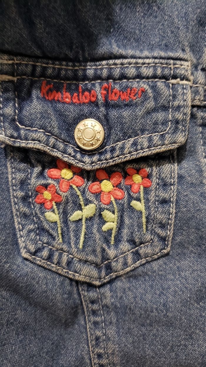 Veste manteau jeans fleur - photo numéro 6