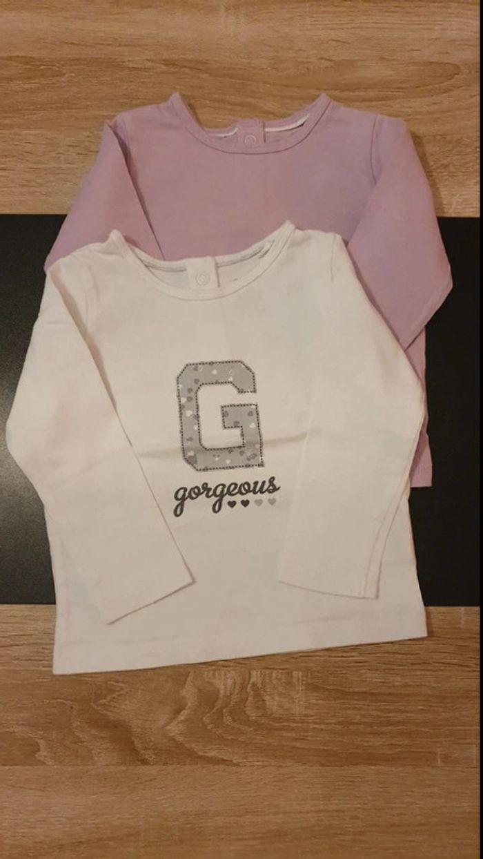 Lot de 2 tee-shirts manches longues 74-80 cm