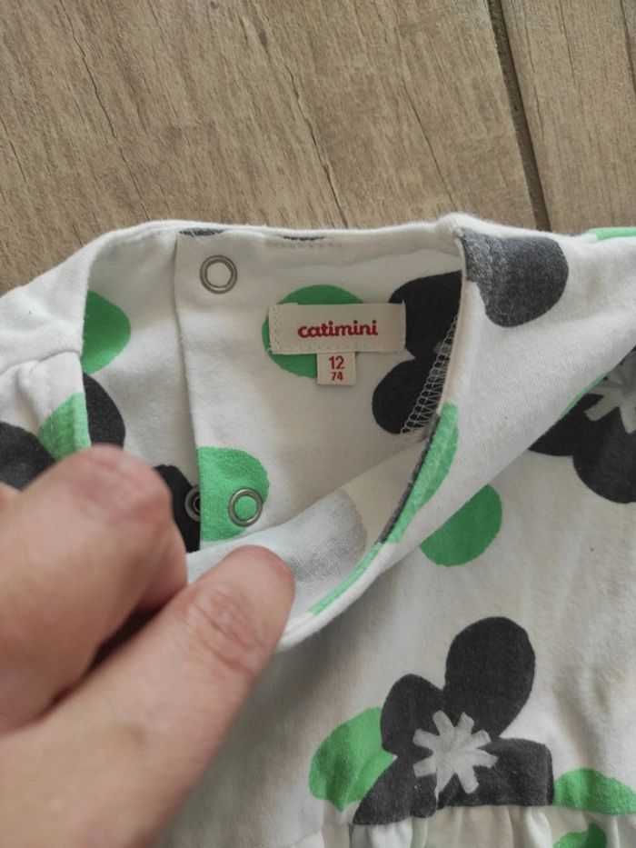Robe blanche noire et verte catimini 12 mois - photo numéro 3