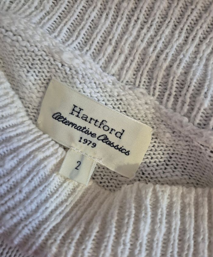 Pull blanc a rayure marine hartford col montant boutonnée taille 2 / 38 / M - photo numéro 5