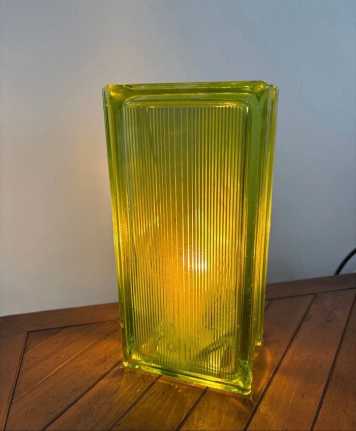 Lampe brique de verre Léonardo vintage 70 - bon état - photo numéro 4