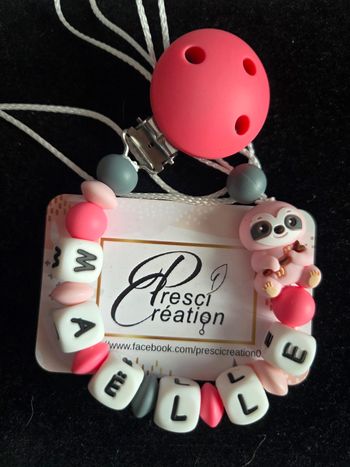 Attache tétine silicone paresseux