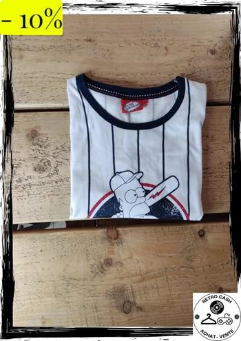 T-shirt homer simpson baseball at the bat taille S