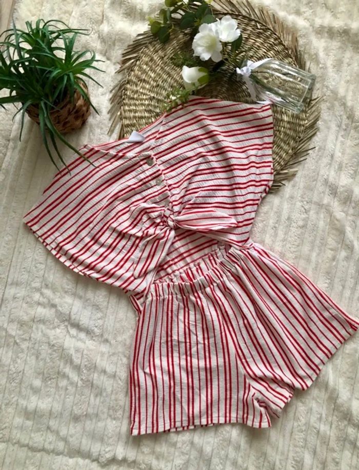 Combishort crème et rouge Zara - photo numéro 3