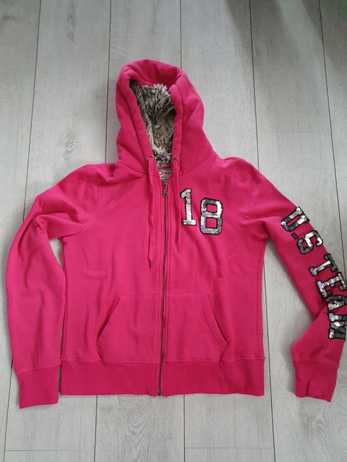 Gilet Sweat a Capuche Rose Fushia