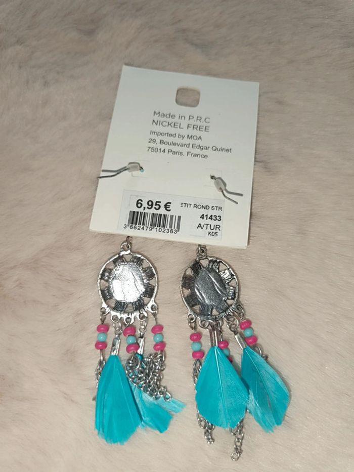 Boucle d'oreille Attrape Rêve-Turquoise🩵Moa - photo numéro 3