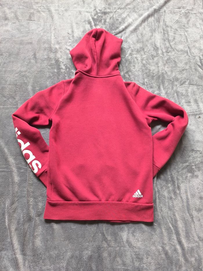 Veste adidas full zip à capuche femme taille S bordeaux rose - photo numéro 2