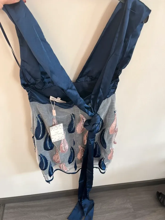 Robe de soirée bleu soie - photo numéro 5
