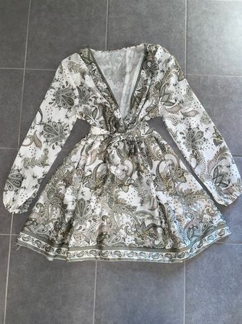 Robe satin à motifs kaki S
