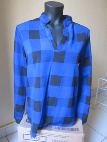 Blouse légère bleue et noire à carreaux Taille M / Taille 38