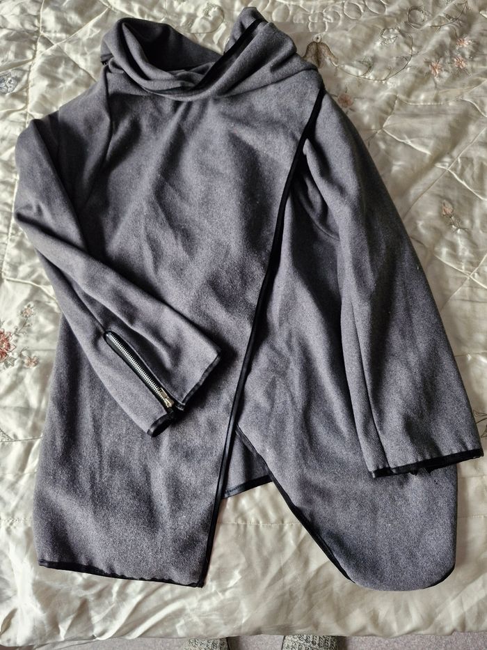 Magnifique veste drapée croisé déco zip - photo numéro 3