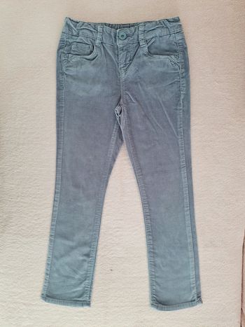 Pantalon slim Okaïdi 6 ans velours lisse stretch gris clair