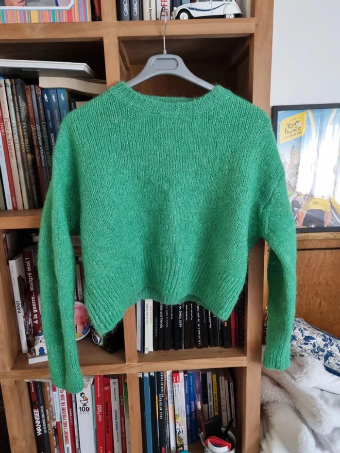 Pull vert chaud laine / alpaga/ polyester taille M