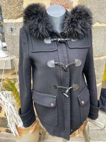 Duffle coat en laine noir avec capuche - Zara 