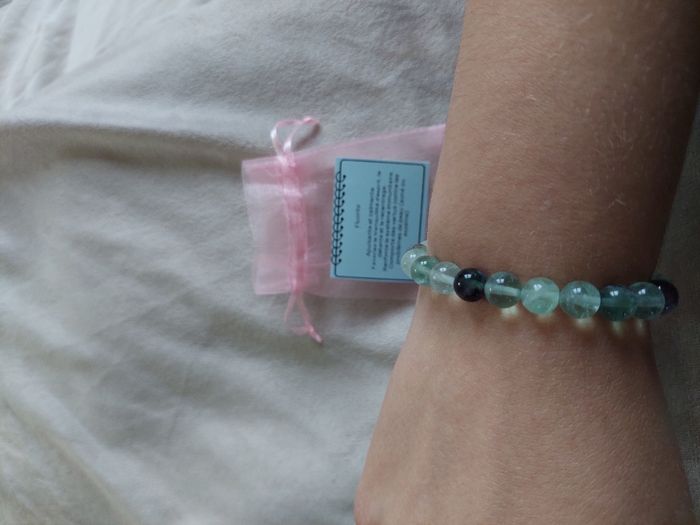 Bracelet en pierre naturelle – Fluorite - fait main - avec la carte de propriété, lithothérapie - photo numéro 5