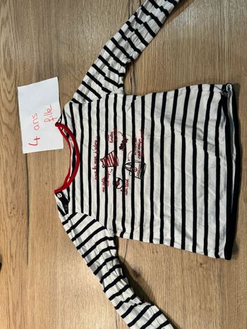 T shirt manches longues fille marinière
