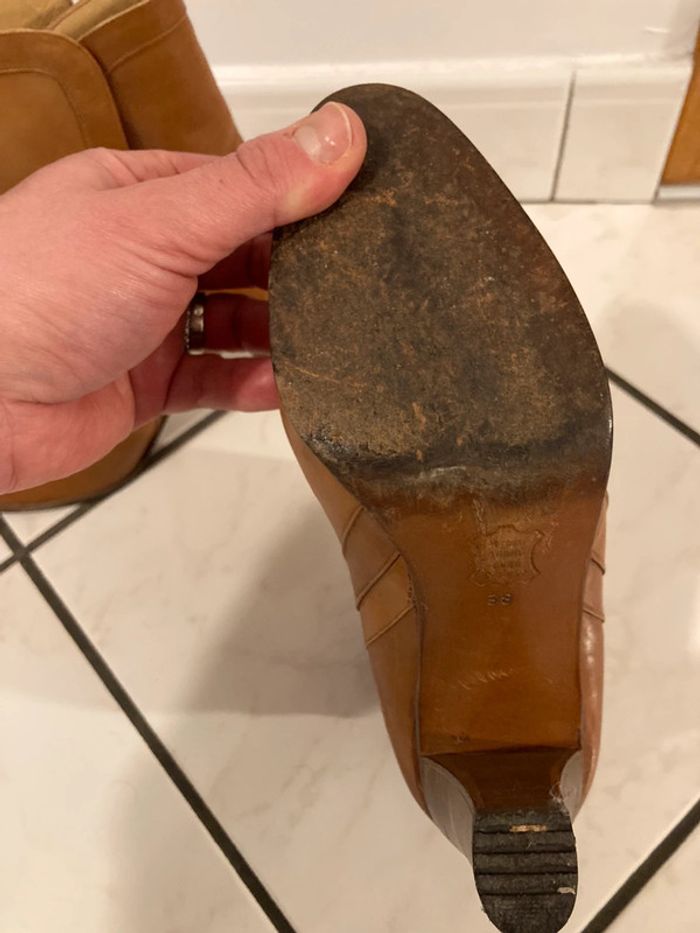 Boots camel en cuir taille 38 made in italy - photo numéro 3