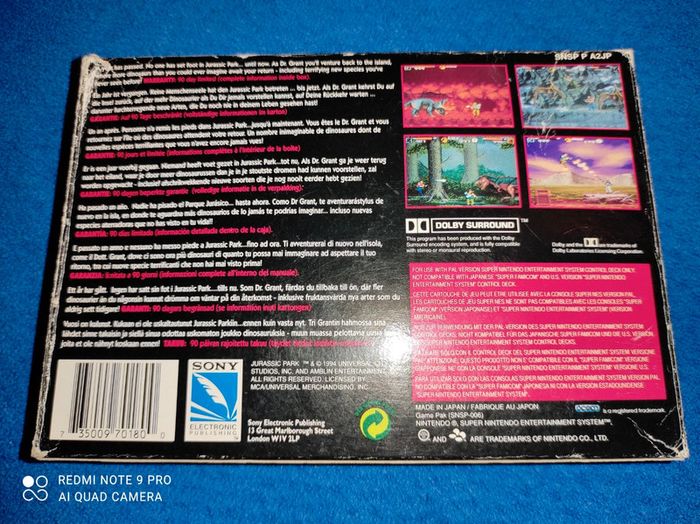 Jurassic Park 2 super Nintendo - photo numéro 2