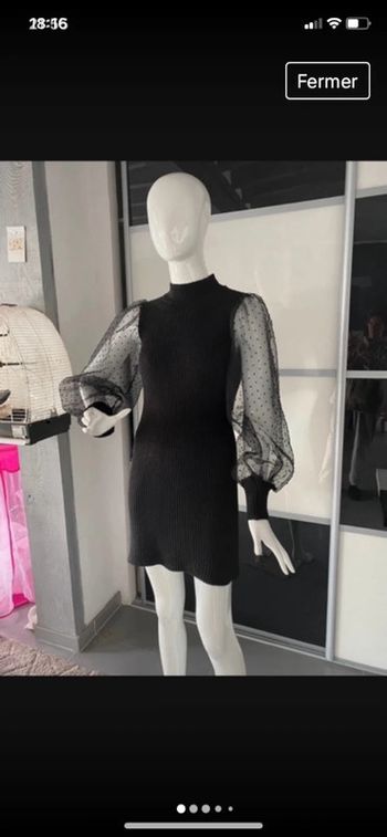 Robe en laine manches voile plumetis