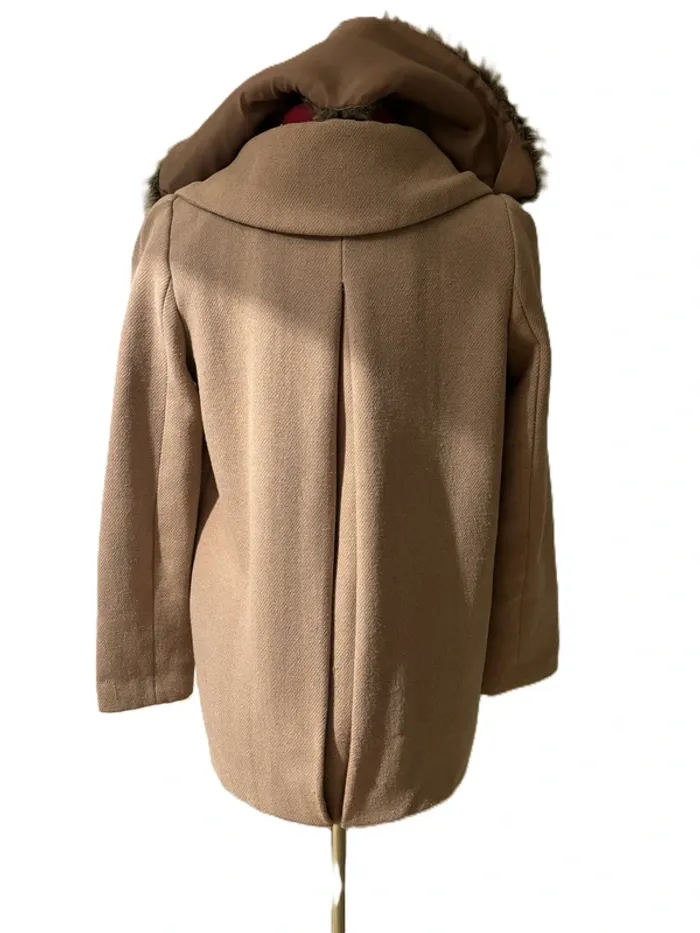 Manteau chic beige 3/4 col fourrure amovible befree 34/XS - photo numéro 3