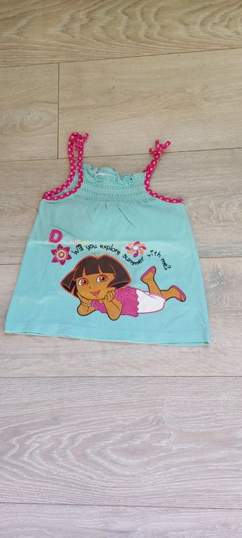 Débardeur turquoise et rose Dora, 4 ans