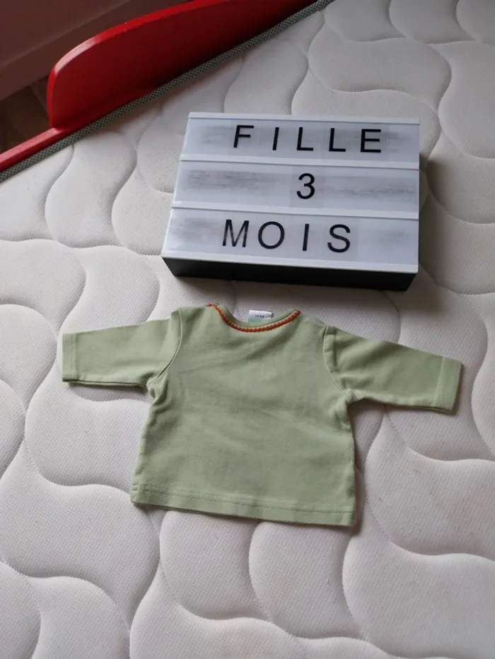 Tee-shirt manche longue fille 3 mois - photo numéro 2
