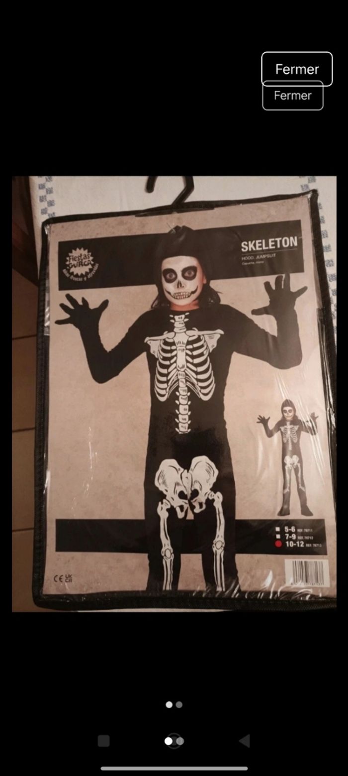 Déguisement squelette 10-12 ans