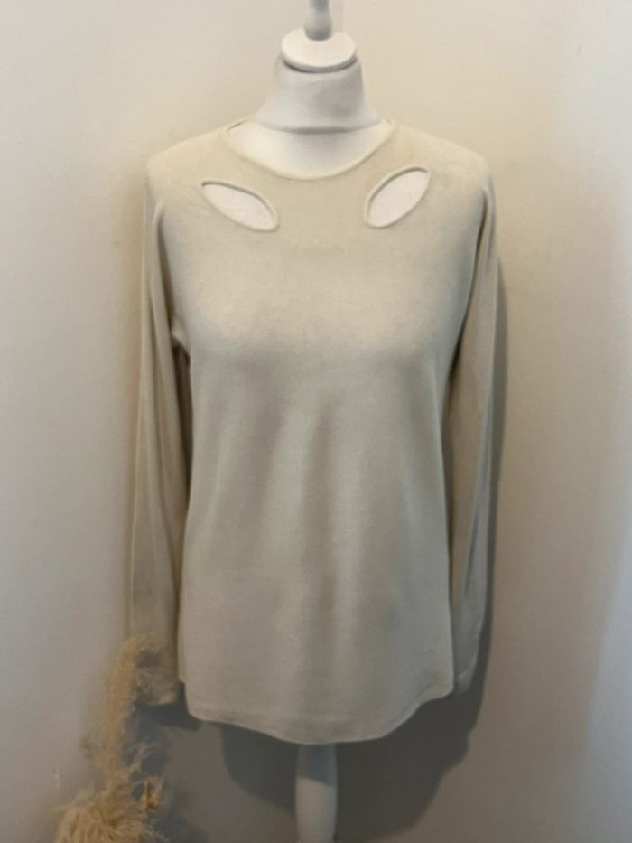 Pull beige ajouré Maje S