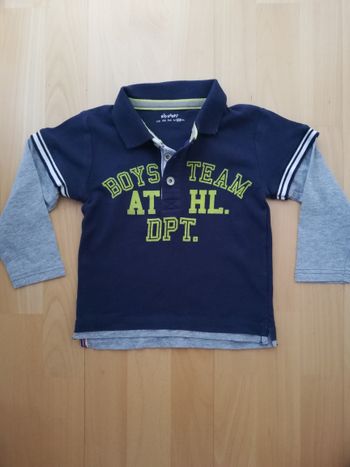 Polo garçon, bleu marine et gris, 4 ans, Kidkanaï, NEUF