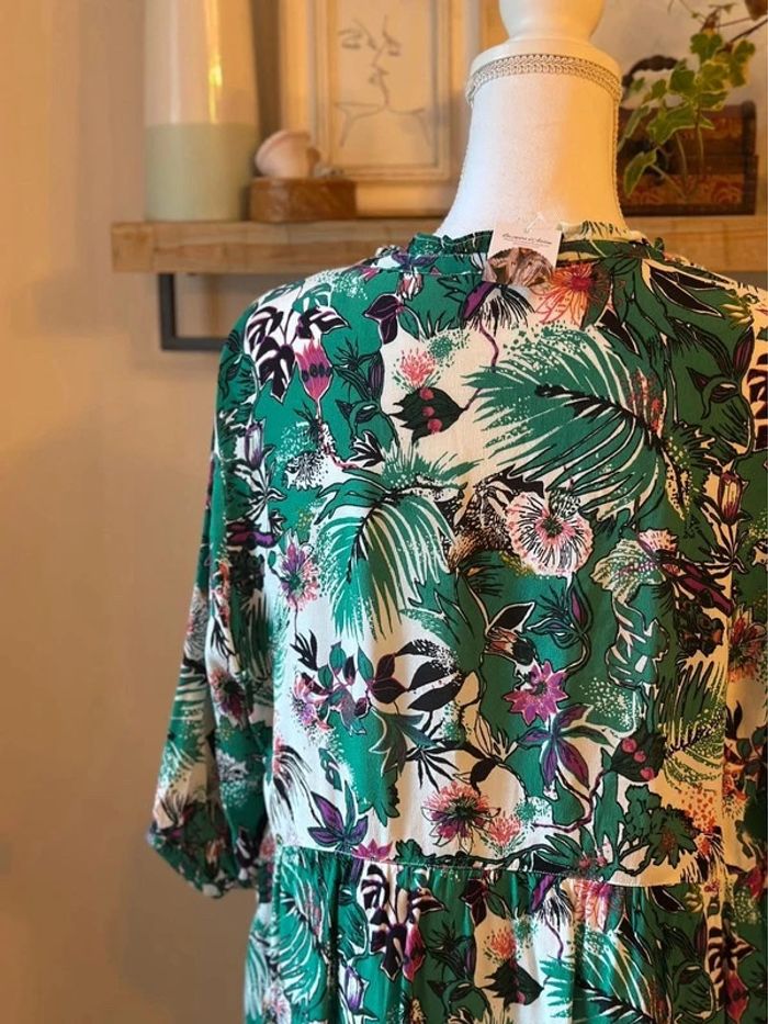 Robe IKKS imprimé fleuri végétal vert – T.42 - photo numéro 8
