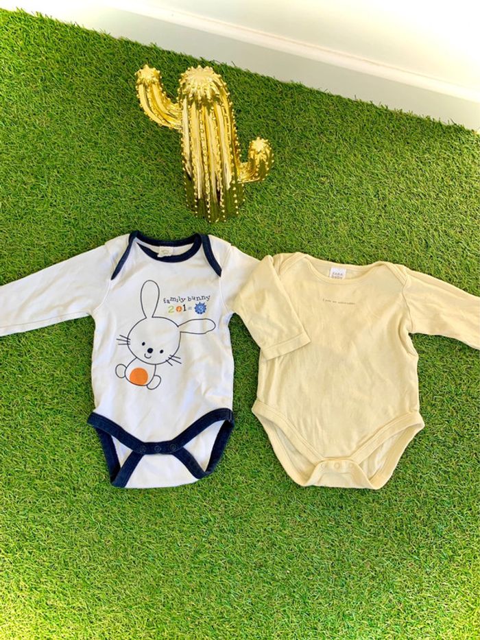 Lot de 2 bodies manches longues 6 mois