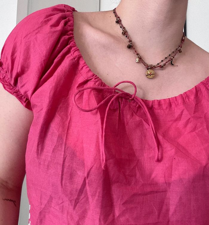 Blouse tunique rose à fleurs – Darjeeling Limited – Taille 3 – Détails nœuds – Très bon état - photo numéro 2