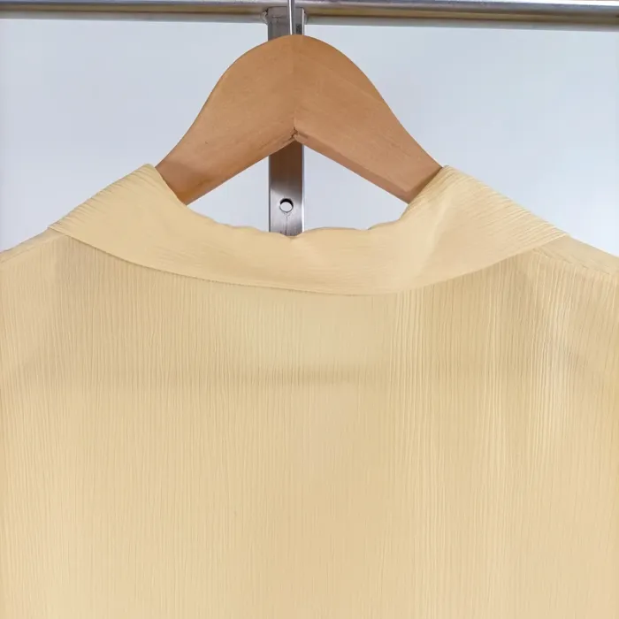Chemise fluide jaune pâle manches courtes col tailleur taille M A1448 - photo numéro 8